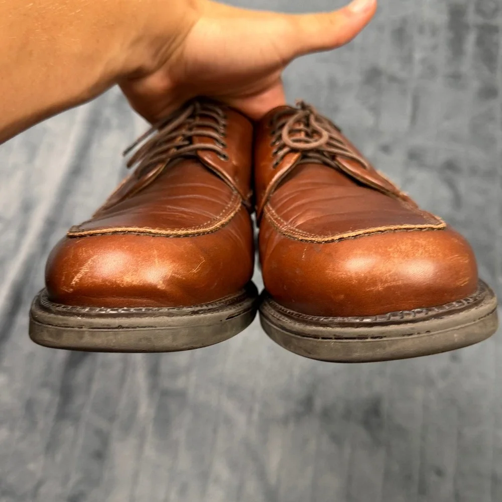 Bostonian Strada Mens 10 M Brown Leather Apron Toe Oxford Shoes Made in Italy